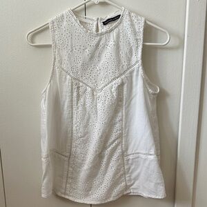Abercrombie and Fitch Embroidered White sleeveless shirt